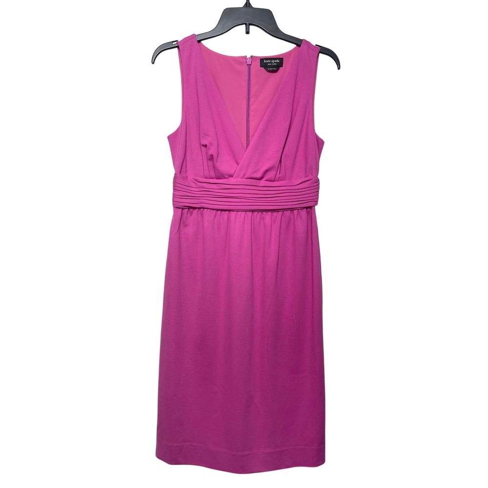 New Kate Spade New York Pink V-Neck Ponte Dress Size 14 - Picture 4 of 11